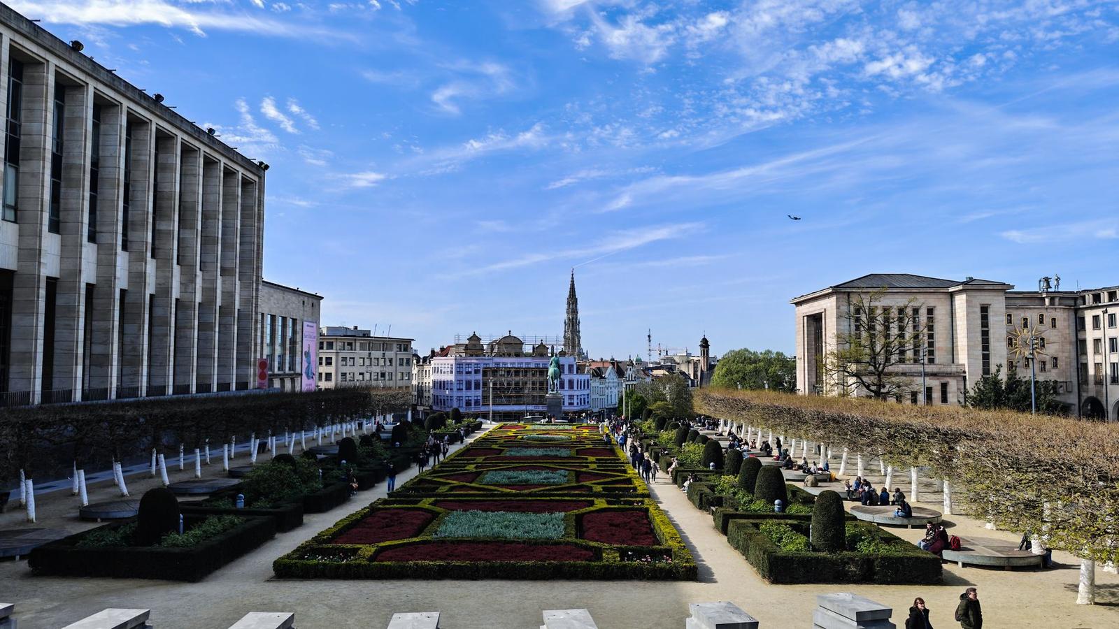 Mont Des Arts Garden View with Brussels Skyline